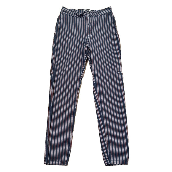 Free People Navy Blue Red White Striped Stretch Skinny Straight Jeggings Size 27 - Picture 1 of 8